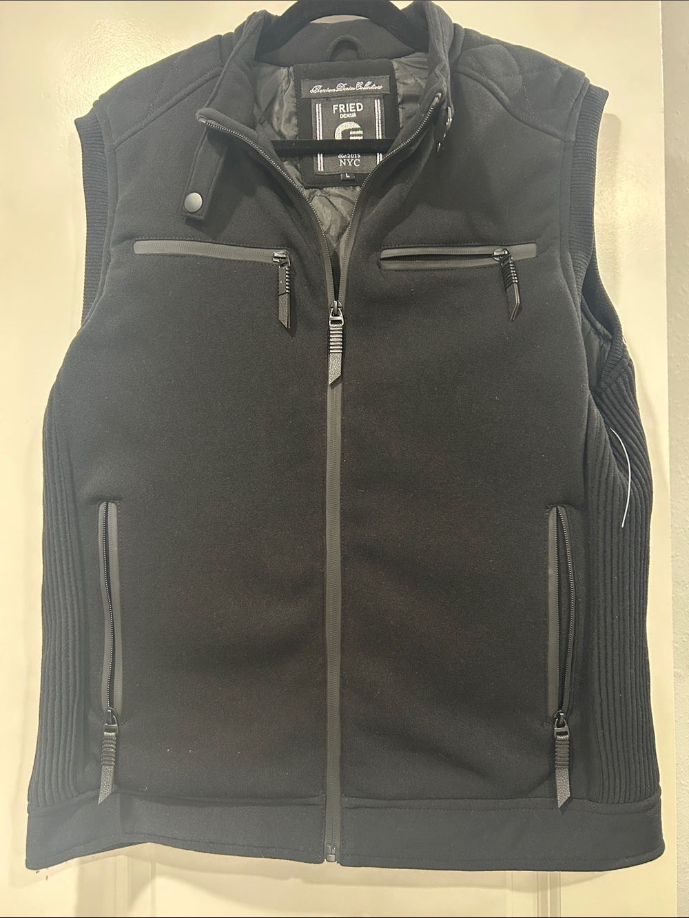 FRIED New York Men's Black Quilted Zip-Front Vest